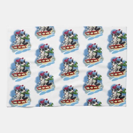 Corgis in de sneeuw theedoek (Horizontaal)