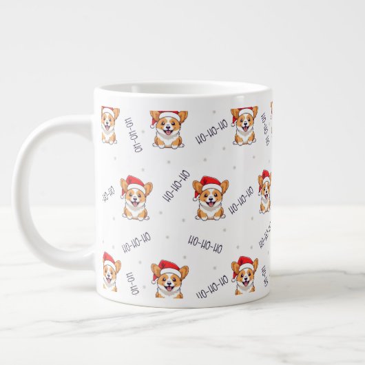 Corgi's in kersthoeden kerstpatroon grote koffiekop (Links)