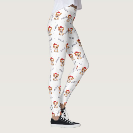 Corgi's in kersthoeden kerstpatroon leggings (Rechts)