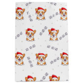 Corgi's in kersthoeden kerstpatroon medium cadeauzakje (Voorkant)