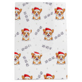 Corgi's in kersthoeden kerstpatroon medium cadeauzakje (Achterkant)