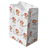 Corgi's in kersthoeden kerstpatroon medium cadeauzakje (Achterkant Gekanteld)