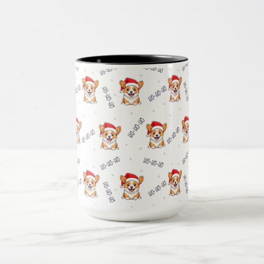 Corgi's in kersthoeden kerstpatroon mok (Midden)