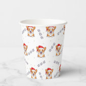 Corgi's in kersthoeden kerstpatroon papieren bekers (Achterkant)