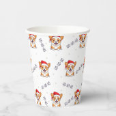 Corgi's in kersthoeden kerstpatroon papieren bekers (Links)