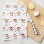 Corgi's in kersthoeden kerstpatroon theedoek (Quarter Fold)