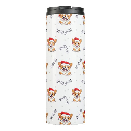 Corgi's in kersthoeden kerstpatroon thermosbeker (Achterkant)