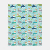 Corgis in lichtblauw PJ's Fleece Deken (Voorkant)