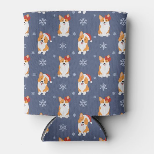 Corgis in Santa Hats en Snowflakes Patroon Blikjeskoeler (Voorkant)