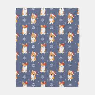 Corgis in Santa Hats en Snowflakes Patroon Fleece Deken