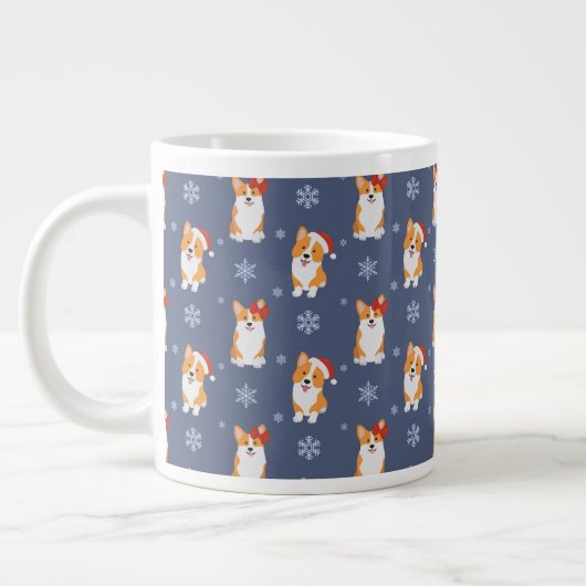 Corgis in Santa Hats en Snowflakes Patroon Grote Koffiekop (Links)