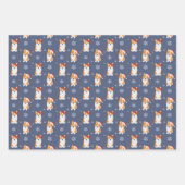 Corgis in Santa Hats en Snowflakes Patroon Inpakpapier Vel (Voorkant 2)
