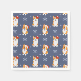 Corgis in Santa Hats en Snowflakes Patroon Servet