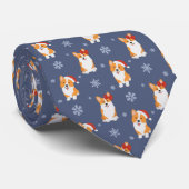 Corgis in Santa Hats en Snowflakes Patroon Stropdas (Opgerold)
