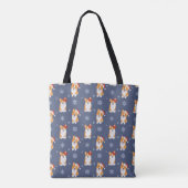 Corgis in Santa Hats en Snowflakes Patroon Tote Bag (Achterkant)