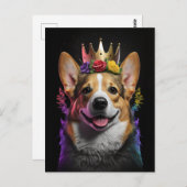 Corgi's kroon - Briefkaart voor de Dog-kunst (Voorkant / Achterkant)