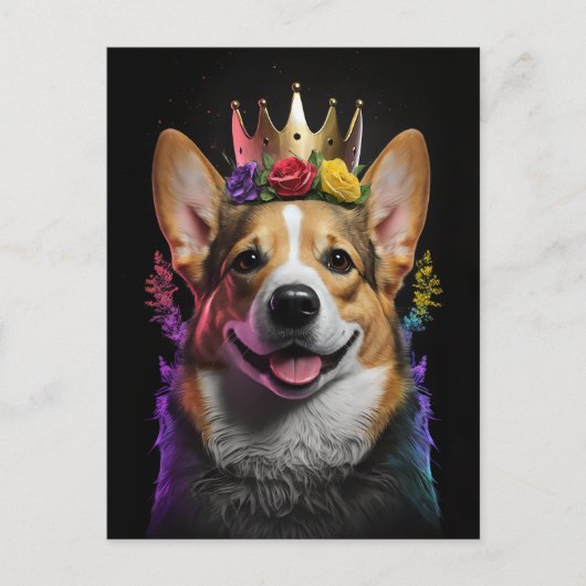 Corgi's kroon - Briefkaart voor de Dog-kunst (Voorkant)