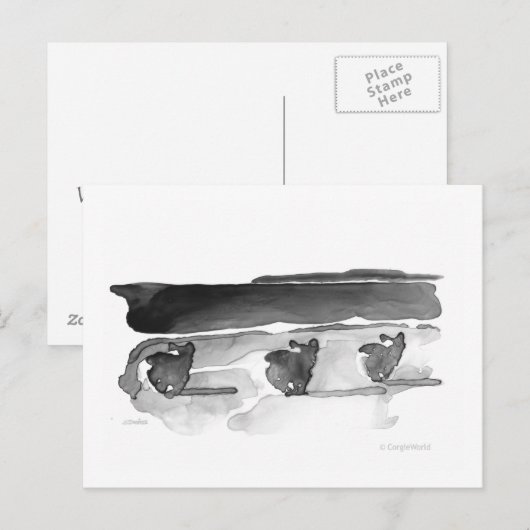 Corgis op het Briefkaart van het Strand (Voorkant / Achterkant)