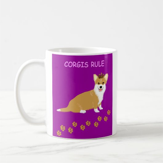 Corgis Rule Purple Koffiemok (Links)