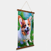 Corgi's tuin hangend wandkleed (Gebogen)