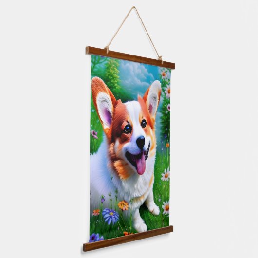 Corgi's tuin hangend wandkleed (Gebogen)
