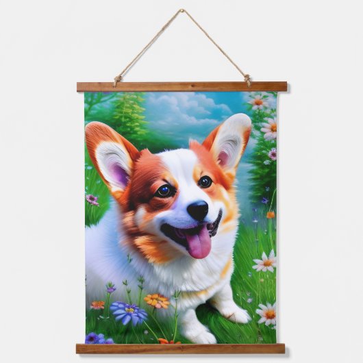 Corgi's tuin hangend wandkleed (Voorkant 2)
