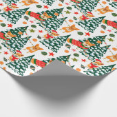Corgis versieren de kerstboom - patroon wit cadeaupapier (Hoek)