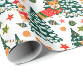 Corgis versieren de kerstboom - patroon wit cadeaupapier (Rol Hoek)