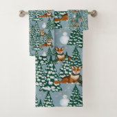 Corgis versiert de kerstboom in Forest Blue Bad Handdoek (Insitu)