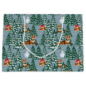 Corgis versiert de kerstboom in Forest Blue Groot Cadeauzakje (Voorkant)