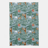 Corgis versiert de kerstboom in Forest Blue Theedoek (Verticaal)