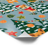 Corgis versiert de kerstboom in het bos perfect poster (Hoek)