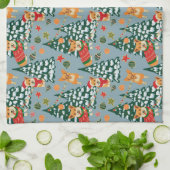 Corgis versiert de kerstboom in het bos theedoek (Gevouwen)