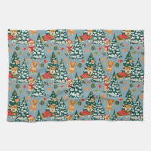 Corgis versiert de kerstboom in het bos theedoek (Horizontaal)