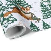 Corgis versiert de kerstboom in het witte bos cadeaupapier (Rol Hoek)