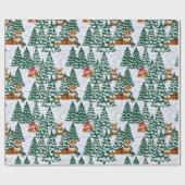 Corgis versiert de kerstboom in het witte bos cadeaupapier (Vlak)