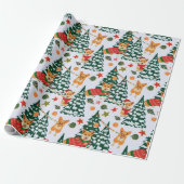 Corgis versiert de kerstboom - White Pattern Cadeaupapier (Uitgerold)