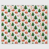 Corgis viert kerstmis - wit patroon cadeaupapier (Vlak)