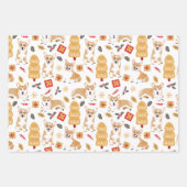 Corgis viert kerstpatroon 3 kleuren inpakpapier vel (Voorkant 2)