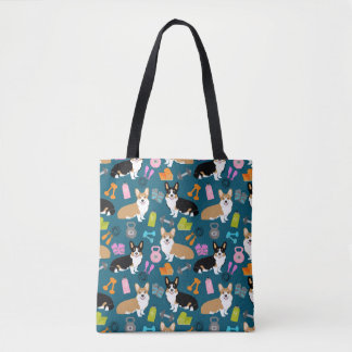 Corgis Workout - tri- en rode corgi-ontwerp Tote Bag