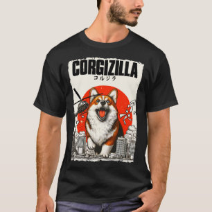 Corgizilla Grappig Japans Stijl T-shirt