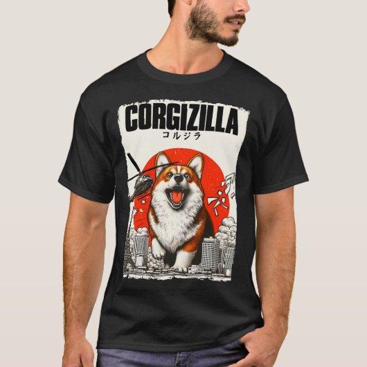 Corgizilla Grappig Japans Stijl T-shirt (Voorkant)