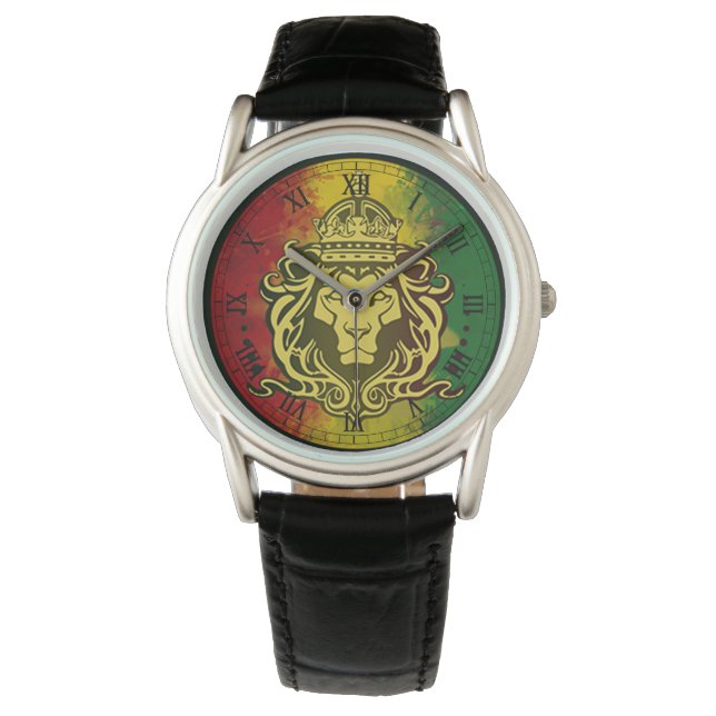 Cori Rasta Reggae Graffiti Vlag Leeuw Horloge (Voorkant)