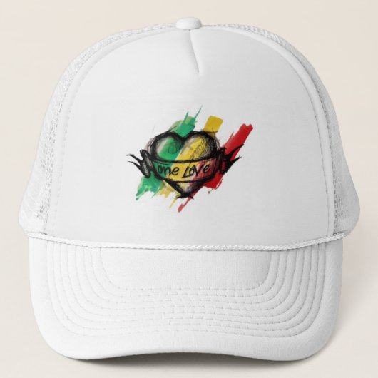 Cori Reith Rasta reggae one love Trucker Pet (Voorkant)