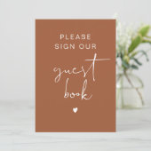 CORIANDER Bohemian Burnt Oranje Guest Book Sign Kaart (Staand voorkant)