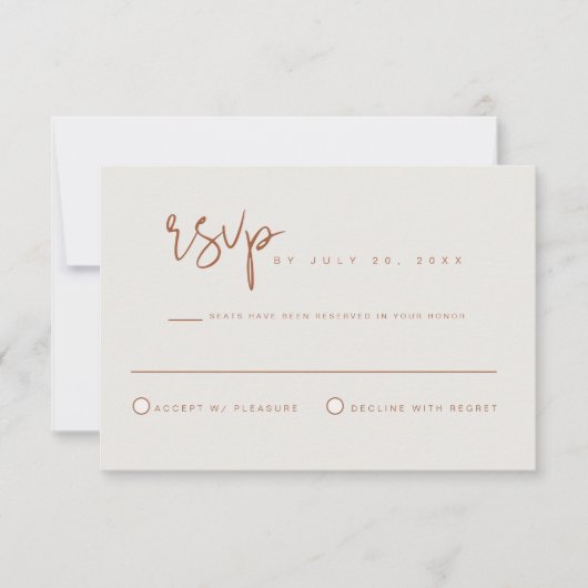 CORIANDER - Bohemian Earth Tone Burnt Oranje RSVP Kaart (Voorkant)