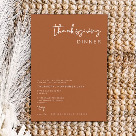 CORIANDER Bohemian Terracotta Thanksgiving Dinner Kaart