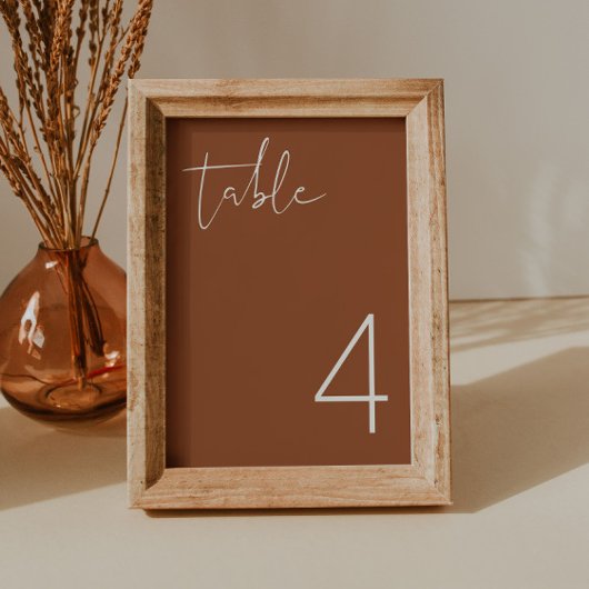 CORIANDER Boho Burnt Oranje Modern Table Number Kaart
