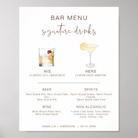 CORIANDER Boho Cocktail Signature drank Bar Menu  Poster (Voorkant)
