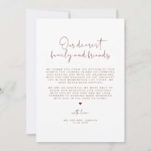 CORIANDER Boho Foto bruiloft Hartelijk dank Kaart (Achterkant)